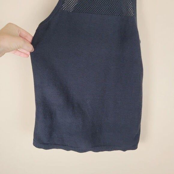Banana Republic Size XS Mesh Knit Tank Top Cotton Crew Neck Sleeveless Black - Picture 6 of 8